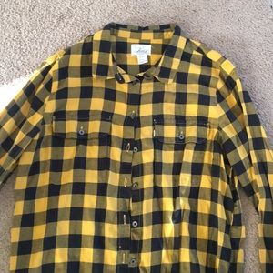 Black and yellow checkered button up